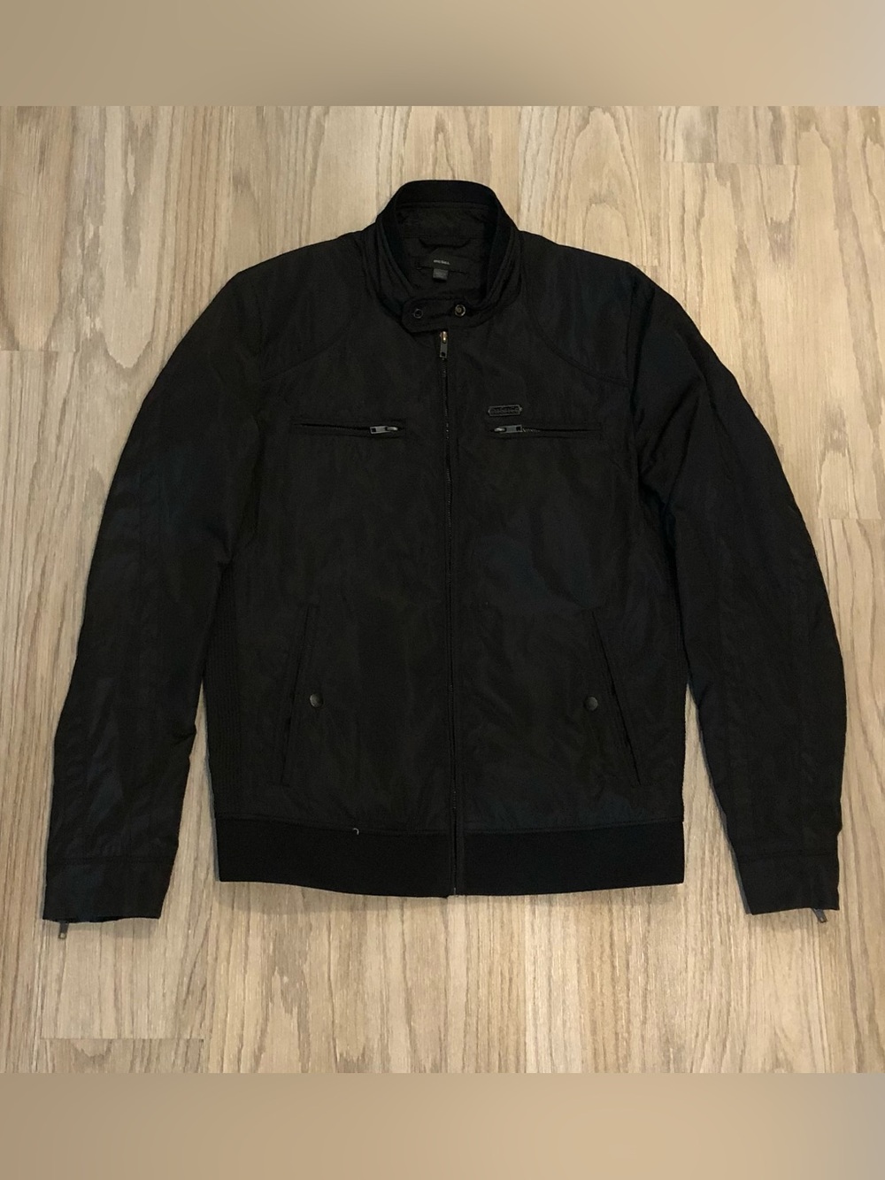 DIESEL Moto Light Jacket Men’s Size Medium Zipper Pockets Cafe Racer Nylon Black